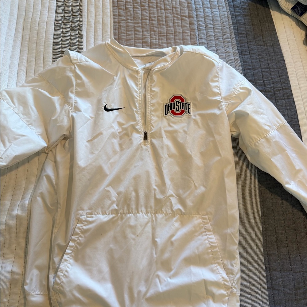Nike White Ohio State Quarter-Zip Pullover Windbreaker